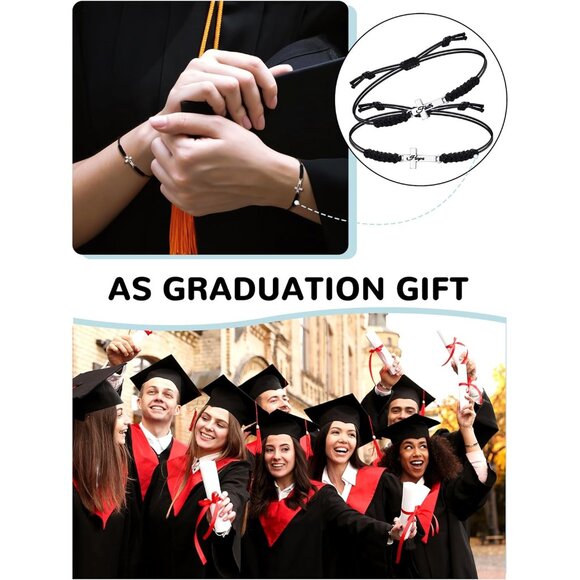 48 Black Christian Friendship Bracelets Array Faith Hope Love Adjustable Cross R - Picture 4 of 6